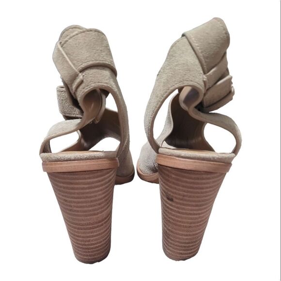 Marc Fisher Light Brown Suede Strappy Heeled Sandals - Picture 6 of 7